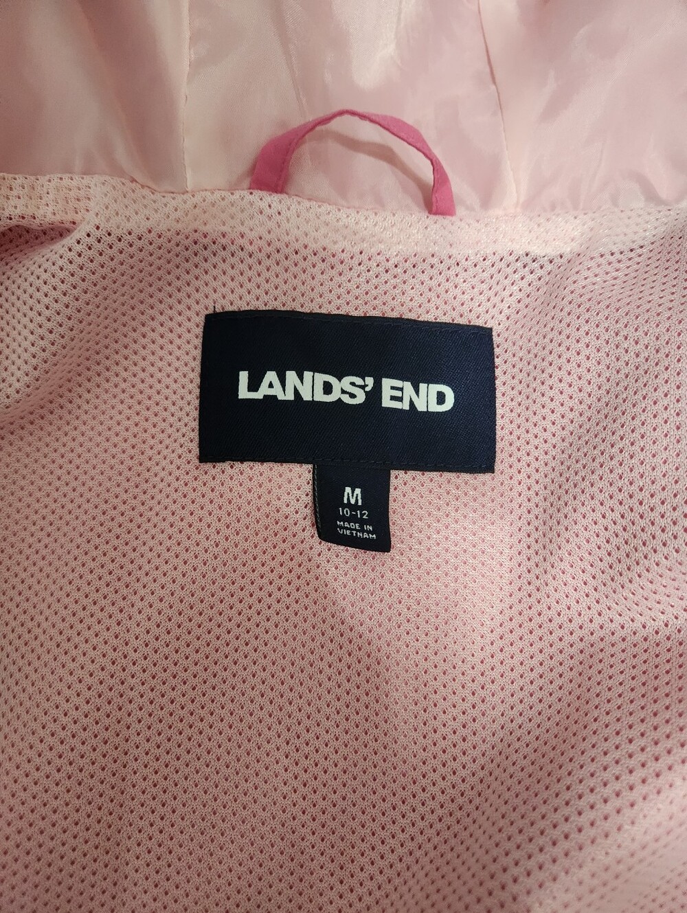 Lands’ End Pink Hooded Rain Jacket Women’s Medium 10-12 Lightweight Coat - Picture 5 of 10